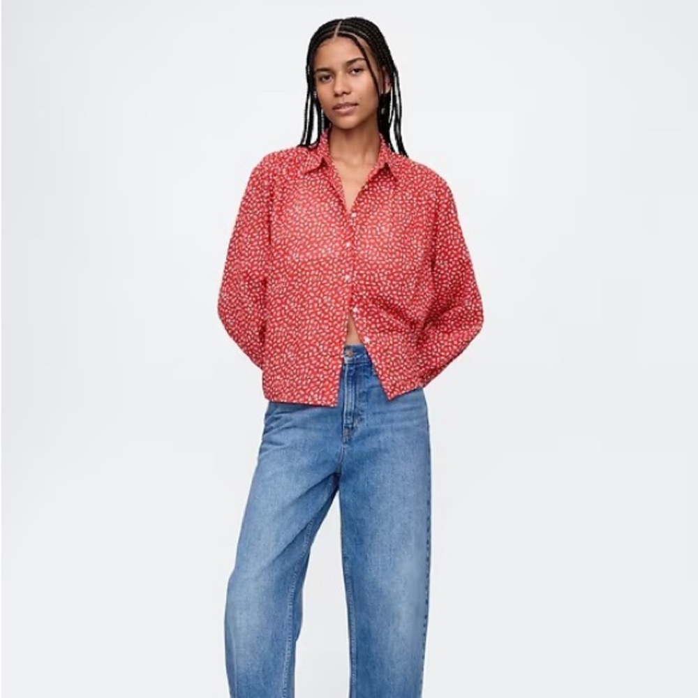 GAP Relaxed Button-Front Blouse, NWT - Picture 3 of 12